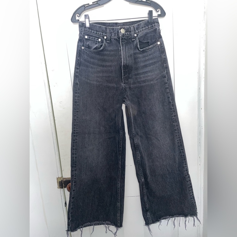 Rag & Bone wide leg faded black jeans
